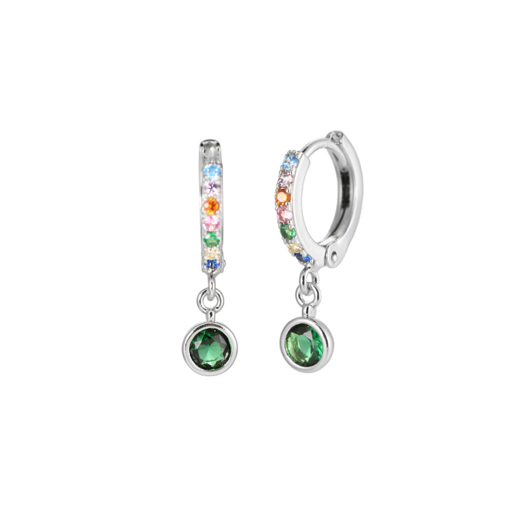 Earrings sparkling diamonds green