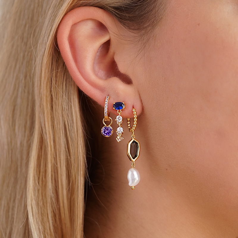 Earrings diamond chain blue