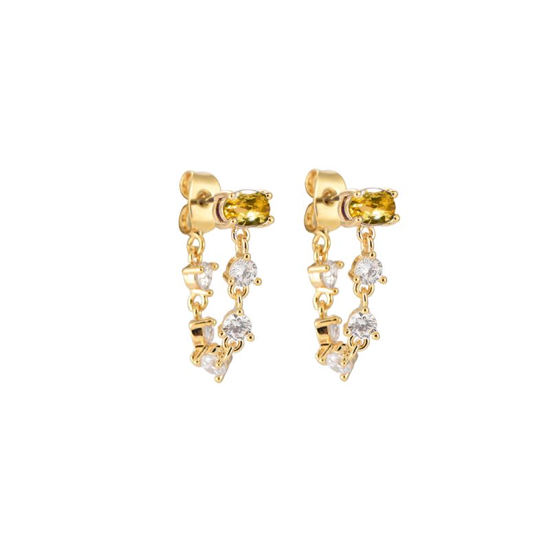 Earrings diamond chain gold