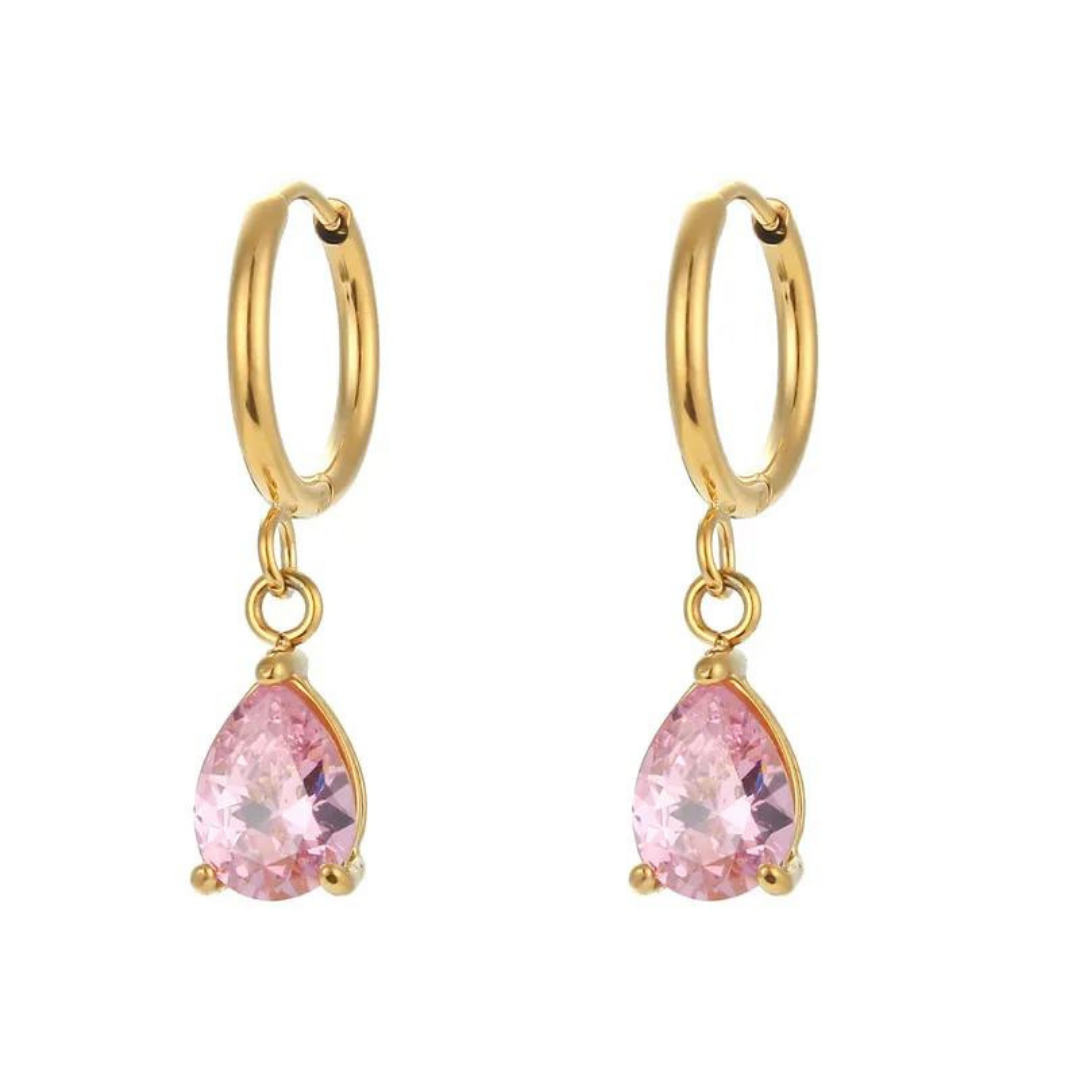Earrings hanging drops pink