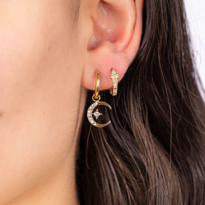 Earrings moon & diamonds