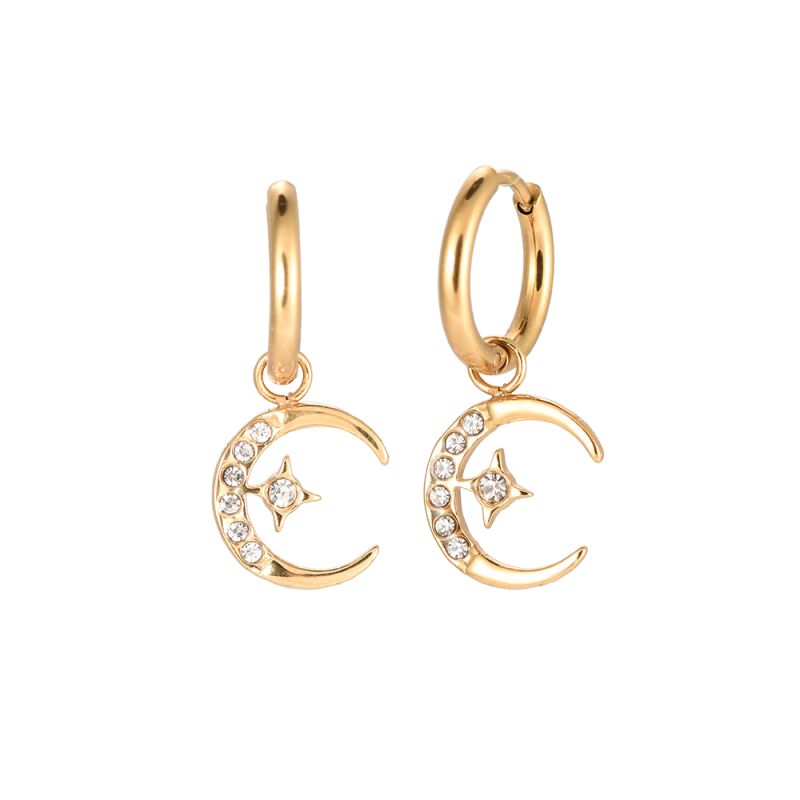 Earrings moon & diamonds