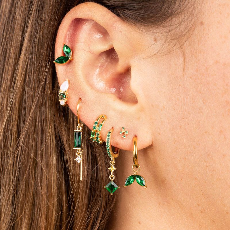 Earrings opal colorful hoop green