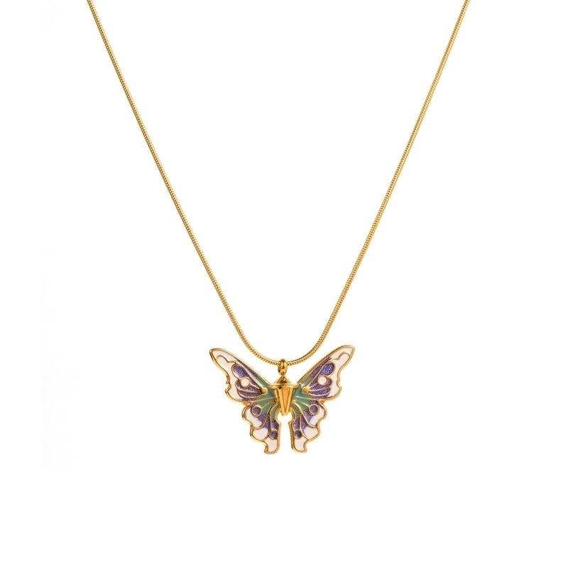Necklace pastel butterfly purple
