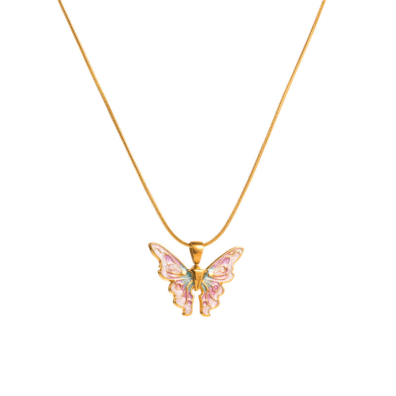 Necklace pastel butterfly pink