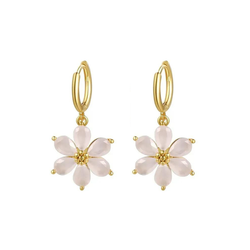 Earrings shining flower white