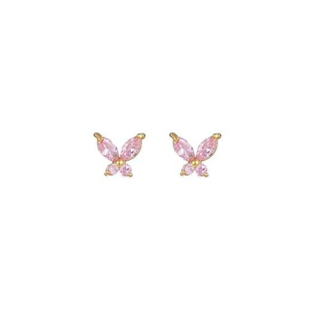 Tiny butterfly studs pink