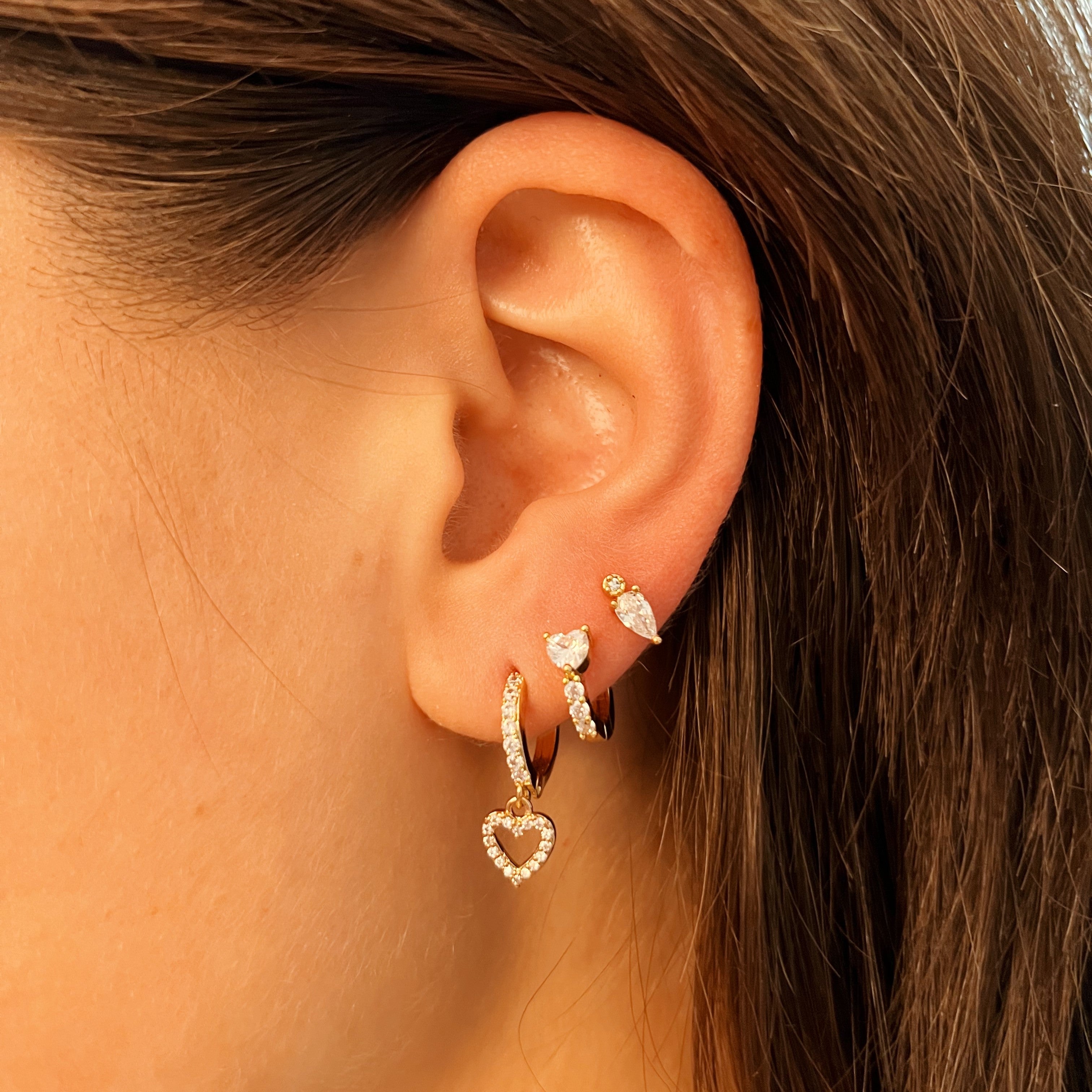 Earrings diamond heart white