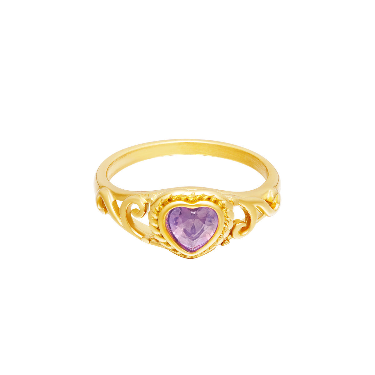 Ring diamond heart paars - lillyrose