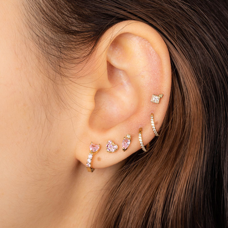 Earrings diamond heart pink