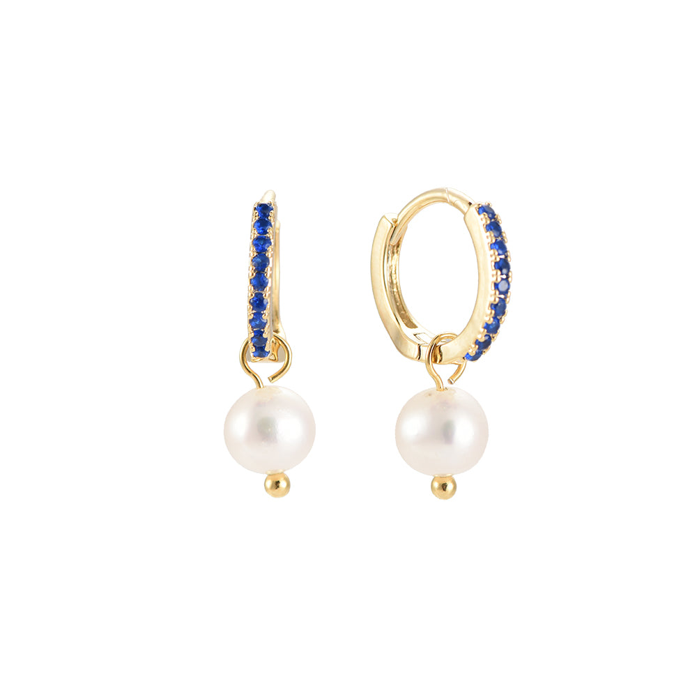 Earrings diamond pearl blue