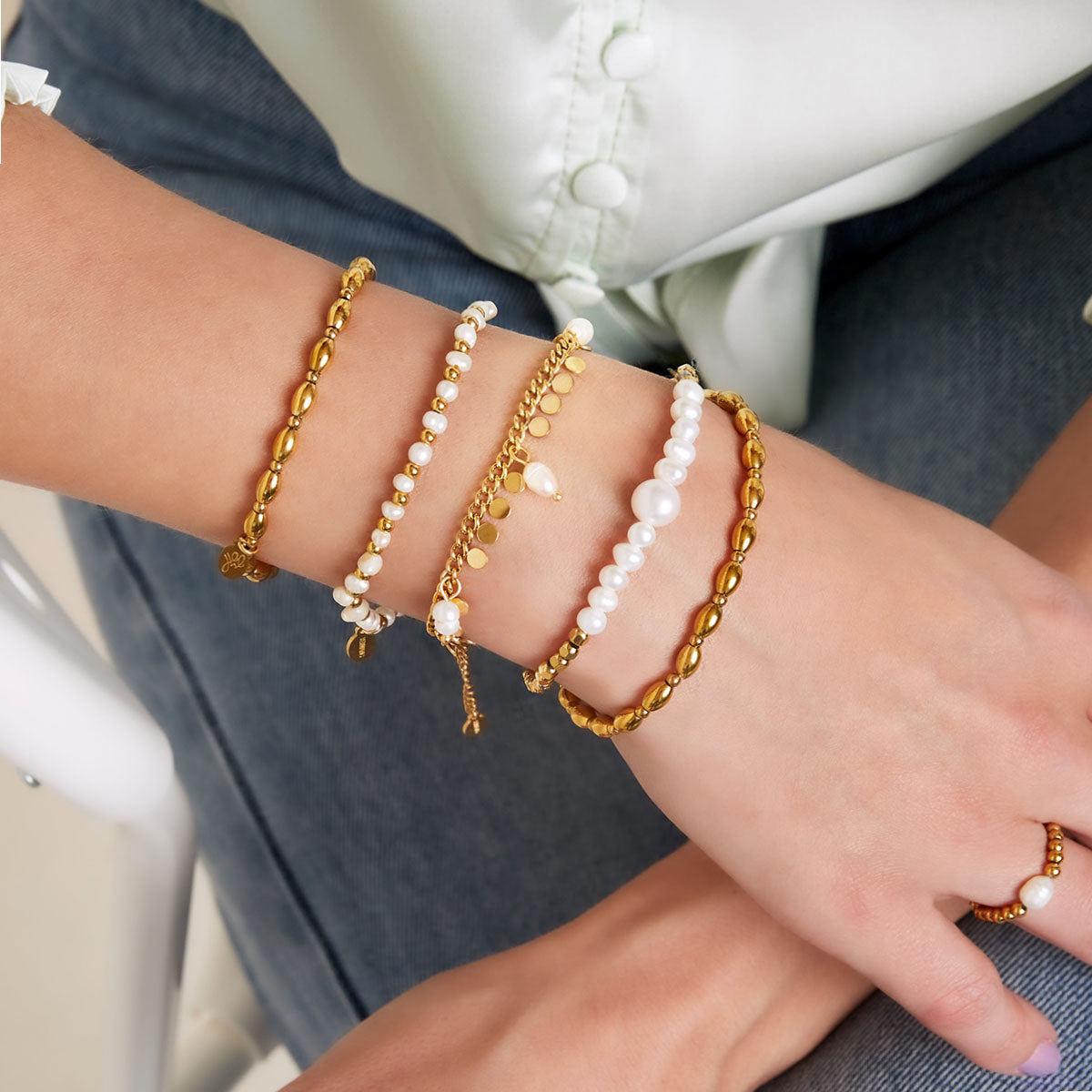 Armband pearls & circles - lillyrose
