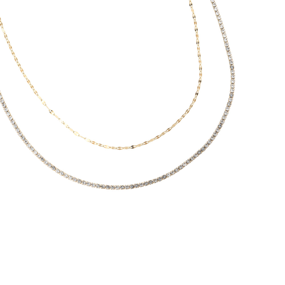 Necklace sparkling double chain